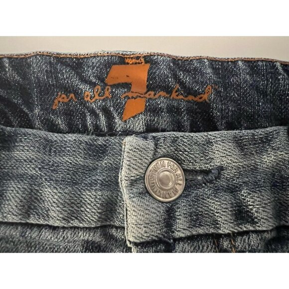Vintage Y2K 7 for all Mankind denim slit mini skirt sz 30 stretch Retro Indie - Picture 5 of 8